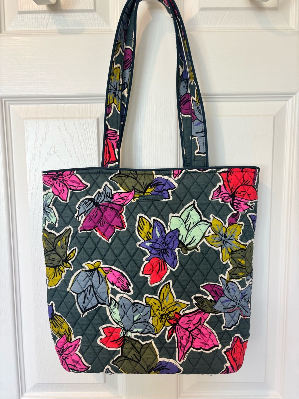 Vera Bradley Quilted Floral Tote Bag in Olive and Multicolor Florals